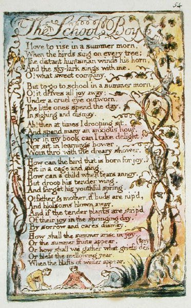 The School Boy, plate 54 (Bentley 53) from Songs of Innocence and of Experience (Bentley Copy L) by William Blake